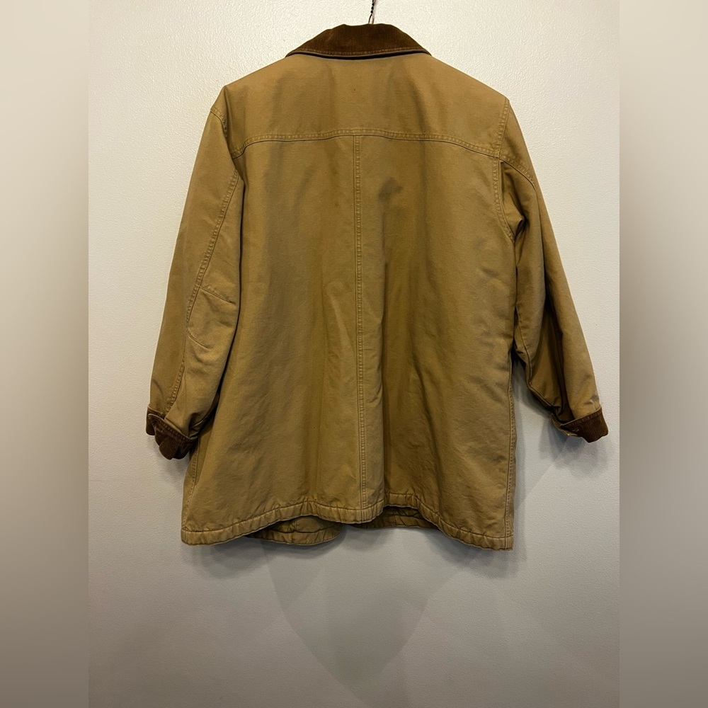 L.L. Bean Tan Field Barn Jacket Quilted with Brown Corduroy Trim Womens Size 3X - Picture 5 of 9